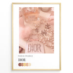 Ladda upp bild till gallerivisning, Fashion Plakat | Parisian Luxury Flat Lay – Dior &amp; Chanel Pink Aesthetic Plakaty.dk | Flat lay image with Miss Dior perfume, Chanel pearl necklaces, pink accessories, and a soft pink color palette labeled “Paris/France Dior”.
