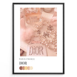 Ladda upp bild till gallerivisning, Fashion Plakat | Parisian Luxury Flat Lay – Dior &amp; Chanel Pink Aesthetic Plakaty.dk | Flat lay image with Miss Dior perfume, Chanel pearl necklaces, pink accessories, and a soft pink color palette labeled “Paris/France Dior”.
