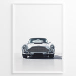 Ladda upp bild till gallerivisning, Front view illustration of a classic silver Aston Martin DB5 on a minimal white background.
