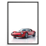 Ladda upp bild till gallerivisning, Illustration of a red Lamborghini Miura classic sports car on a clean white background.
