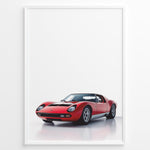 Ladda upp bild till gallerivisning, Illustration of a red Lamborghini Miura classic sports car on a clean white background.
