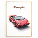 Ladda upp bild till gallerivisning, Red Lamborghini Countach classic supercar illustration front-angle poster.
