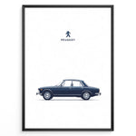 Ladda upp bild till gallerivisning, Classic Peugeot blue sedan side view minimalist illustration
