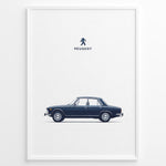 Ladda upp bild till gallerivisning, Classic Peugeot blue sedan side view minimalist illustration
