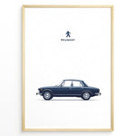 Ladda upp bild till gallerivisning, Classic Peugeot blue sedan side view minimalist illustration
