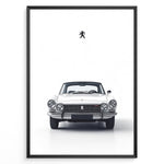 Ladda upp bild till gallerivisning, Classic white Peugeot car front view minimal poster design
