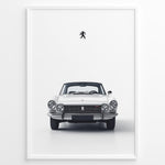 Ladda upp bild till gallerivisning, Classic white Peugeot car front view minimal poster design
