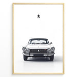 Ladda upp bild till gallerivisning, Classic white Peugeot car front view minimal poster design
