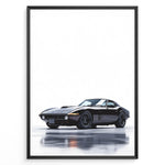 Ladda upp bild till gallerivisning, Illustration of a classic black sports car on a clean white background.
