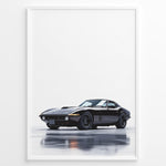 Ladda upp bild till gallerivisning, Illustration of a classic black sports car on a clean white background.
