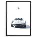 Ladda upp bild till gallerivisning, Front view illustration of a white Toyota 2000GT classic sports car on a minimal white background.
