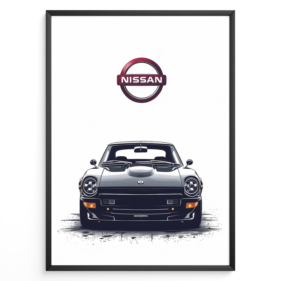 Front view illustration of a black Nissan Fairlady Z classic sports car.