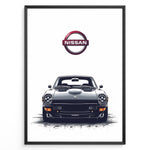 Ladda upp bild till gallerivisning, Front view illustration of a black Nissan Fairlady Z classic sports car.
