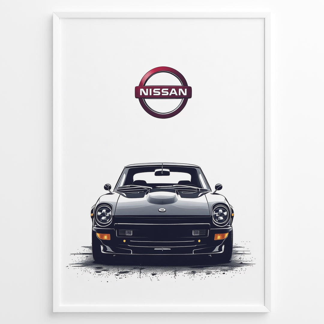 Front view illustration of a black Nissan Fairlady Z classic sports car.