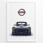 Ladda upp bild till gallerivisning, Front view illustration of a black Nissan Fairlady Z classic sports car.
