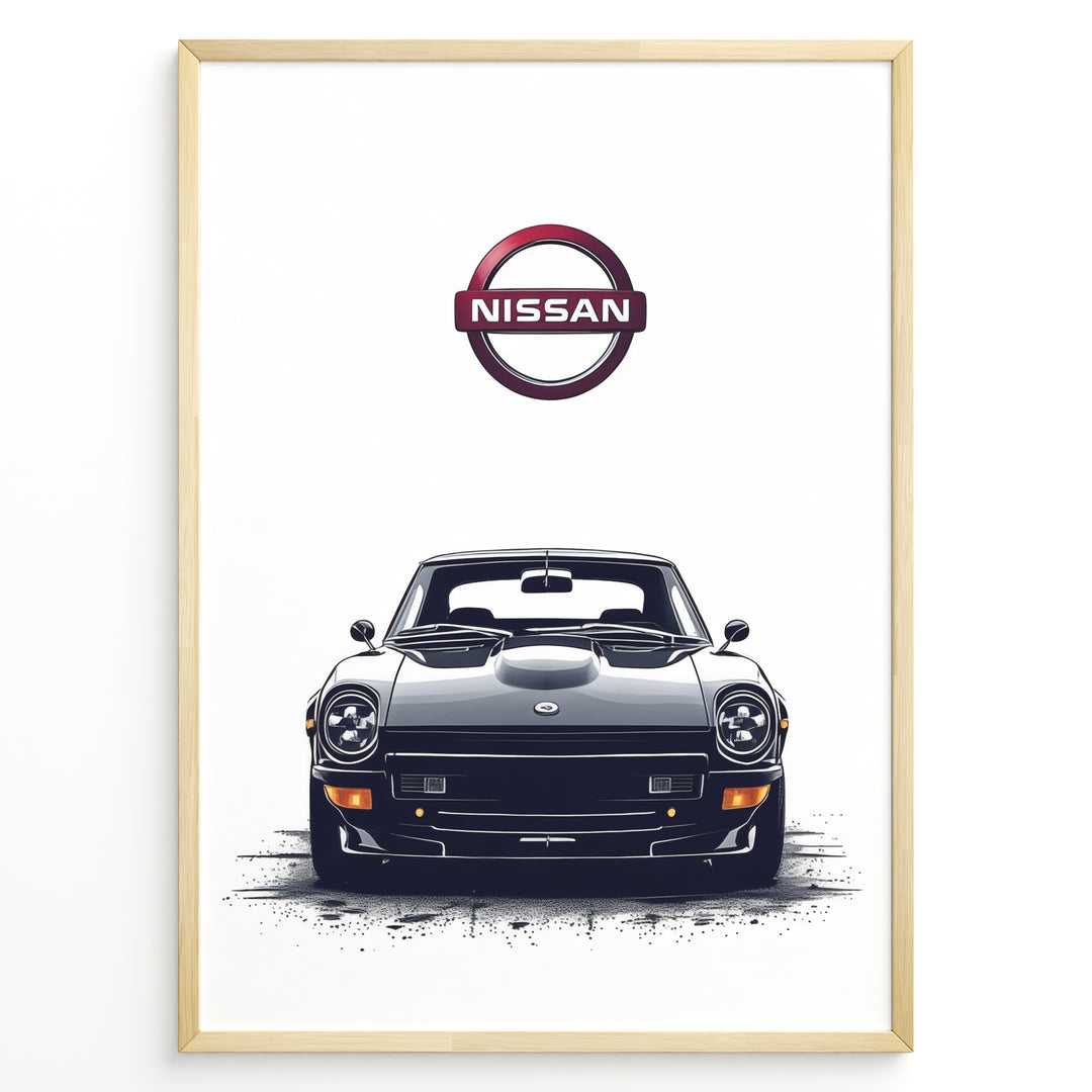 Front view illustration of a black Nissan Fairlady Z classic sports car.