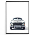 Ladda upp bild till gallerivisning, Front view illustration plakat of a classic Volvo P1800 car on a minimalist white background.
