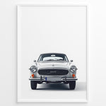Ladda upp bild till gallerivisning, Front view illustration plakat of a classic Volvo P1800 car on a minimalist white background.
