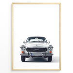 Ladda upp bild till gallerivisning, Front view illustration plakat of a classic Volvo P1800 car on a minimalist white background.
