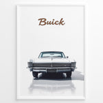 Ladda upp bild till gallerivisning, Front view illustration of a classic white Buick Riviera car on a minimalist poster.
