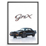 Ladda upp bild till gallerivisning, Illustration of a Buick GNX classic black muscle car with bold GNX text above.
