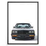 Ladda upp bild till gallerivisning, Front view illustration plakat of a black Buick GNX classic muscle car.
