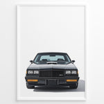 Ladda upp bild till gallerivisning, Front view illustration plakat of a black Buick GNX classic muscle car.
