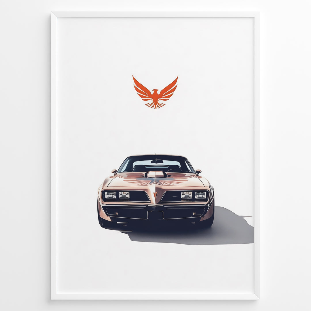 Illustration of a classic Pontiac Firebird Trans Am viewed from the front