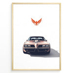 Ladda upp bild till gallerivisning, Illustration of a classic Pontiac Firebird Trans Am viewed from the front
