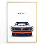 Ladda upp bild till gallerivisning, Front view illustration of a vintage Pontiac GTO Judge classic muscle car poster.
