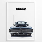Ladda upp bild till gallerivisning, Front view illustration of a classic black Dodge Charger car.
