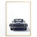 Ladda upp bild till gallerivisning, Front view illustration of a classic Dodge Challenger muscle car
