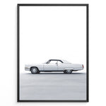 Ladda upp bild till gallerivisning, Side profile illustration of a classic white convertible car in a minimalist framed poster.

