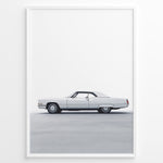 Ladda upp bild till gallerivisning, Side profile illustration of a classic white convertible car in a minimalist framed poster.
