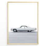 Ladda upp bild till gallerivisning, Side profile illustration of a classic white convertible car in a minimalist framed poster.

