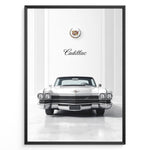 Ladda upp bild till gallerivisning, Front-view illustration of a classic Cadillac car set in an elegant interior with Cadillac emblem above.
