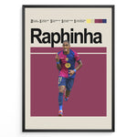 Ladda upp bild till gallerivisning, Raphinha fodbold plakat | FC Barcelona trøje i rød og blå med jubelgestus – perfekt til fans af herrefodbold og Camp Nou-magi
