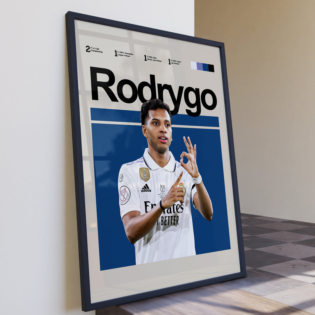 Fodbold plakat | Fodbold plakater | Rodrygo Fodbold Plakat | Brasiliens Driblekonge | Plakaty.dk