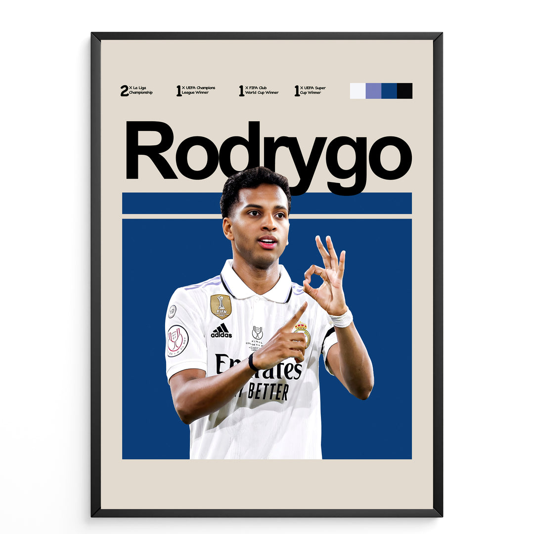Fodbold plakat | Fodbold plakater | Rodrygo Fodbold Plakat | Brasiliens Driblekonge | Plakaty.dk
