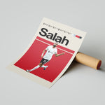 Ladda upp bild till gallerivisning, Mohamed Salah fodbold plakat | Liverpool FC udebanetrøje i hvid og sort med karakteristisk målfejring – perfekt til fans af The Reds og Salah

