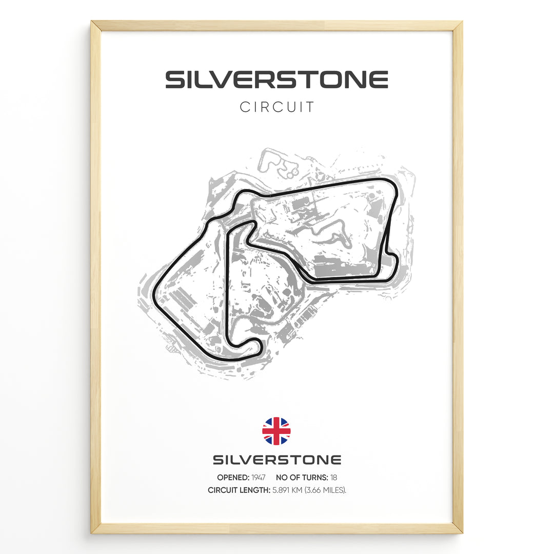 Silverstone Circuit Track Map Illustration Plakat