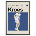 Ladda upp bild till gallerivisning, Toni Kroos fodbold plakater | Real Madrid-stjerne i hvid hjemmebanetrøje, klar til at aflevere bolden. Minimalistisk design.
