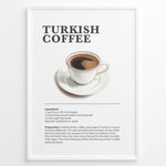 Ladda upp bild till gallerivisning, Minimalist illustration of traditional Turkish coffee served in a white cup with a saucer.
