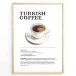 Ladda upp bild till gallerivisning, Minimalist illustration of traditional Turkish coffee served in a white cup with a saucer.
