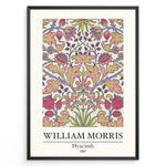 Ladda upp bild till gallerivisning, Framed William Morris Hyacinth 1887 floral art print plakat with colorful symmetrical flower and leaf design on a light background.
