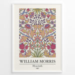 Ladda upp bild till gallerivisning, Framed William Morris Hyacinth 1887 floral art print plakat with colorful symmetrical flower and leaf design on a light background.
