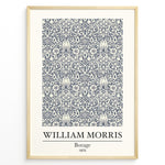Ladda upp bild till gallerivisning, Framed William Morris Borage 1875 art print plakat featuring detailed navy floral and leaf patterns on a cream background.
