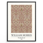 Ladda upp bild till gallerivisning, Framed William Morris Snakeshead 1888 art print plakat with detailed floral and leaf patterns in red and beige tones.
