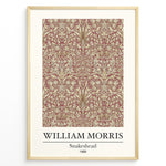 Ladda upp bild till gallerivisning, Framed William Morris Snakeshead 1888 art print plakat with detailed floral and leaf patterns in red and beige tones.
