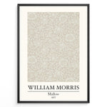 Ladda upp bild till gallerivisning, Framed William Morris Mallow 1877 art print plakat featuring intricate beige floral and leaf pattern on a light background.
